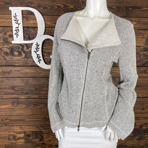 Eileen Fisher | Terry Twisted Oreo Knit‎ Heather Textured Sweater Moto Jacket